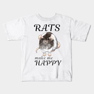 Rats make me happy - Black hooded ver. Kids T-Shirt